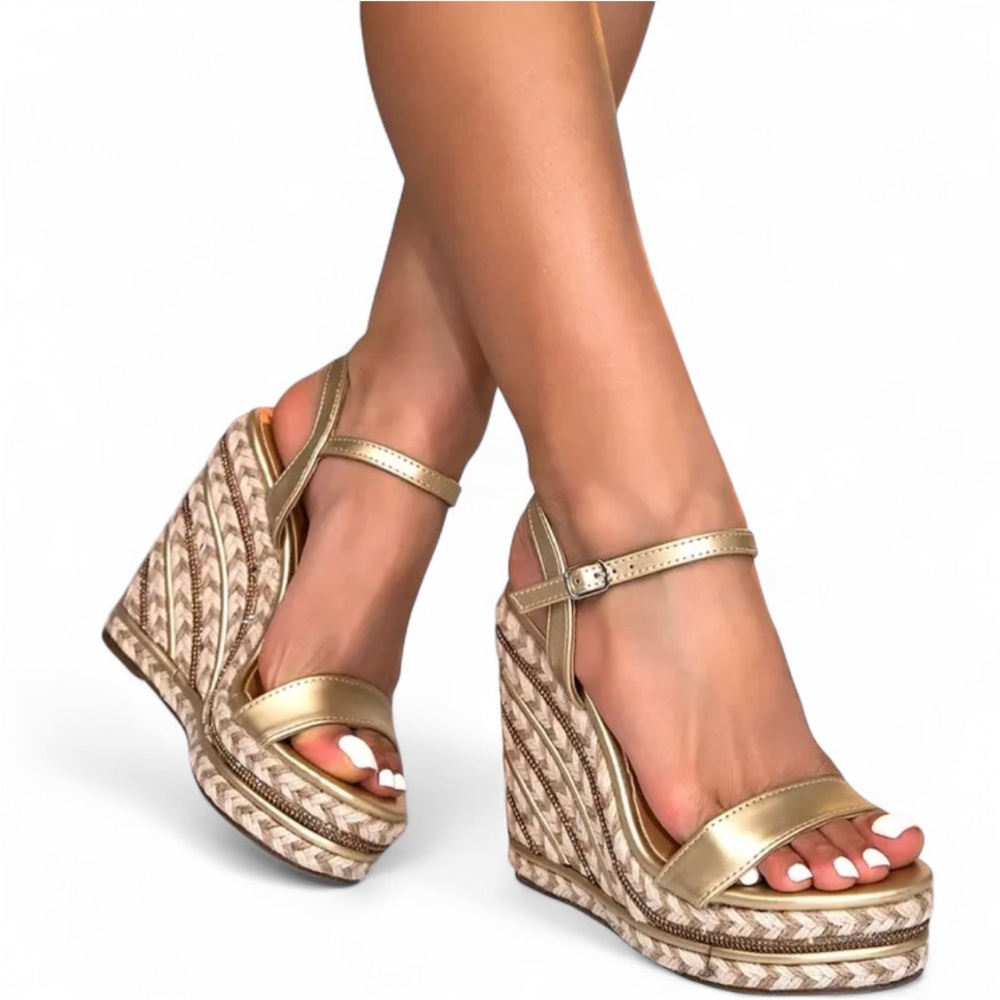 Closet Clear Out Sale Final Price! Gold Wedge Sandals